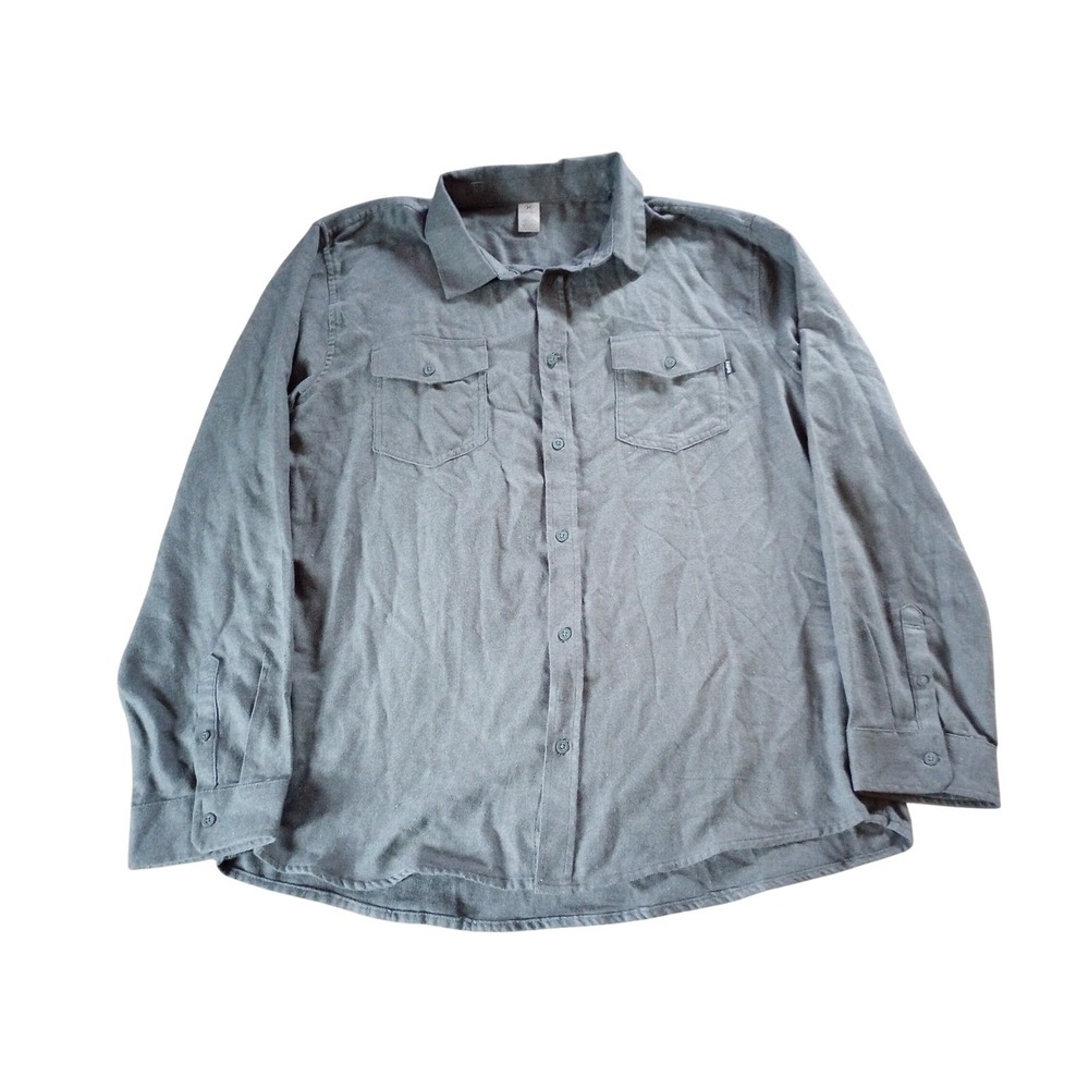 Hurley Long Sleeve Button Up Shirt Men's XXL Gray‎ Flannel Blend Casual